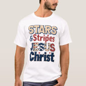 Sterne Streifen Jesus Christus T-Shirt (Vorderseite)