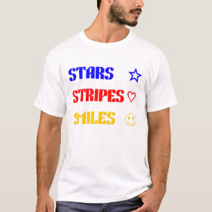 Sterne Streifen Lächeln T-Shirt