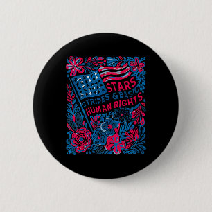 Sterne Streifen Menschenrechte 4. Juli Floral Amer Button