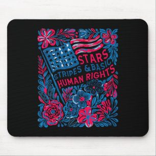 Sterne Streifen Menschenrechte 4. Juli Floral Amer Mousepad