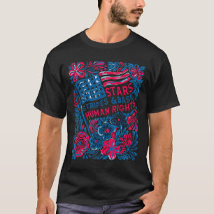 Sterne Streifen Menschenrechte 4. Juli Floral Amer T-Shirt