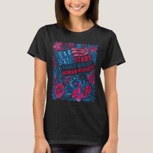 Sterne Streifen Menschenrechte 4. Juli Floral Amer T-Shirt