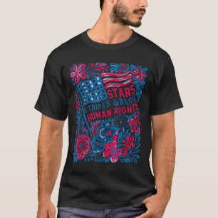 Sterne Streifen Menschenrechte 4. Juli Floral Amer T-Shirt