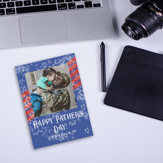 Sterne & Streifen Militärfotokarte des Vaters Einladung