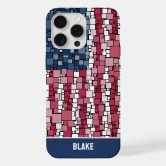 Sterne & Streifen Mosaik Personalisiert iPhone 15 Pro Max Hülle