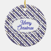 Sterne & Streifen MUSTER gold rot oder blau Keramik Ornament (Hinten)