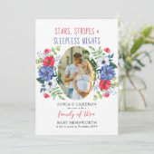 Sterne Streifen Schlucklose Nächte Blumenschwanger Ankündigung (Stehend Vorderseite)