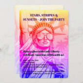 Sterne, Streifen & Sonnenuntergänge Lady Liberty 2 Einladung (Vorne/Hinten)