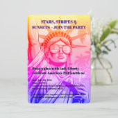 Sterne, Streifen & Sonnenuntergänge Lady Liberty 2 Einladung (Stehend Vorderseite)