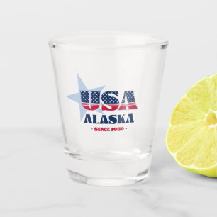 Sterne, Streifen und Alaska 1959 Shot glass Schnapsglas