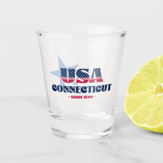 Sterne, Streifen und Connecticut 1788 Shot glass Schnapsglas