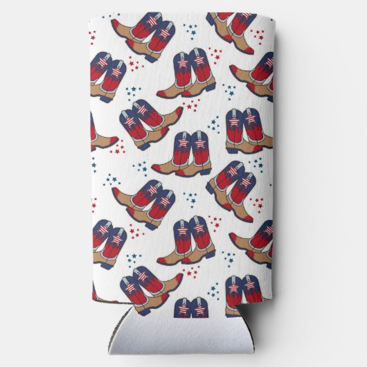 Sterne, Streifen und Cowboystiefel Selters Dosenkühler (Rückseite)