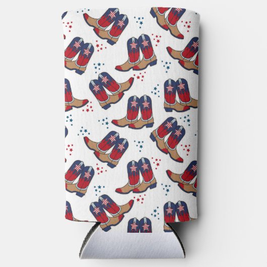 Sterne, Streifen und Cowboystiefel Selters Dosenkühler (Vorderseite)