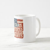 Sterne, Streifen und Frauenrechte - abgenutzte Fla Kaffeetasse (VorderseiteRechts)