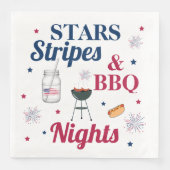 Sterne, Streifen und GRILLEN - Nächte - Patriotisc Serviette (Vorderseite)