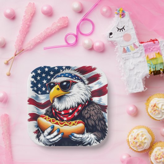 Sterne, Streifen und Grobbleche Pappteller (Party)