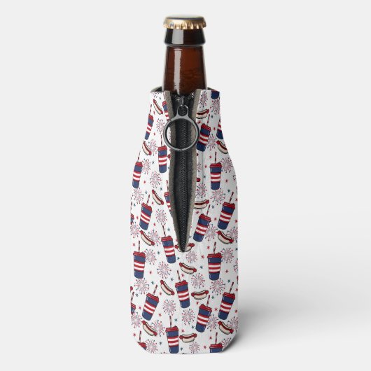 Sterne, Streifen und Größe - ein Patriotisches Fes Flaschenkühler (Flasche Rückseite)