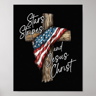 Sterne Streifen und Jesus Christus Glaube Patriot Poster