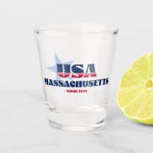 Sterne, Streifen und Massachusetts 1788 Shot glass