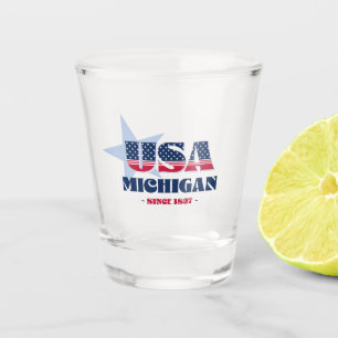 Sterne, Streifen und Michigan 1837 Shot glass Schnapsglas