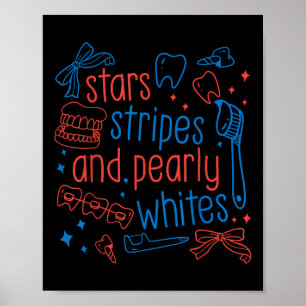 Sterne Streifen Und Perlweiße Zähne 4. Juli Zahnar Poster