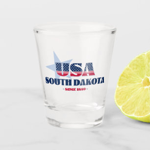Sterne, Streifen und South Dakota 1889 Shot glass Schnapsglas