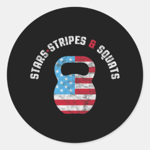 Sterne Streifen Und Squad Workout Gym USA-Flagge 4 Runder Aufkleber