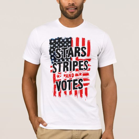 Sterne, Streifen und Stimmen mit amerikanischer Fl T-Shirt (Vorderseite)
