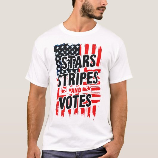 Sterne, Streifen und Stimmen mit amerikanischer Fl T-Shirt (Vorderseite)
