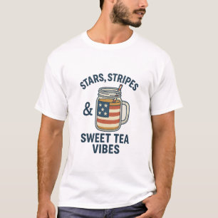 Sterne, Streifen und süße Teevibes – Patriotische T-Shirt