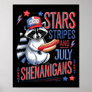Sterne Streifen und Unsinn USA lustiger Waschbär Poster