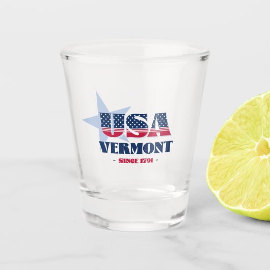 Sterne, Streifen und Vermont 1791 Shot glass Schnapsglas (Vorderseite)