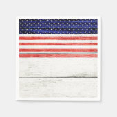 Sterne & Streifen Weißes rustikales Holz Patriotis Serviette (Vorderseite)