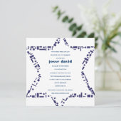 Sterne u. Quadrat-Bar-Schläger Mitzvah Einladung (Stehend Vorderseite)