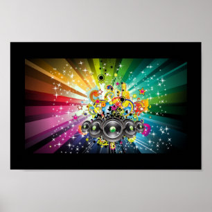 Sterne u. Streifen, Musik-Pop-Kunst Poster