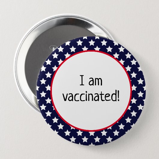 Sterne über Blue Patriotic Ich bin geimpft Button (Vorne & Hinten)