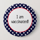 Sterne über Blue Patriotic Ich bin geimpft Button (Vorderseite)
