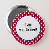 Sterne über Red Patriotic Ich bin geimpft Button (Vorne & Hinten)