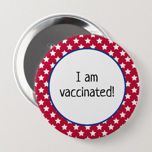 Sterne über Red Patriotic Ich bin geimpft Button (Vorne & Hinten)