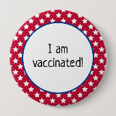 Sterne über Red Patriotic Ich bin geimpft Button (Vorderseite)