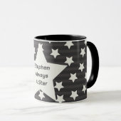 Sterne über Streifen grau Tasse (VorderseiteRechts)