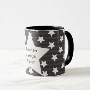 Sterne über Streifen grau Tasse
