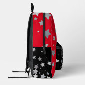 Sterne überall in Rot und Schwarz Bedruckter Rucksack (Links)