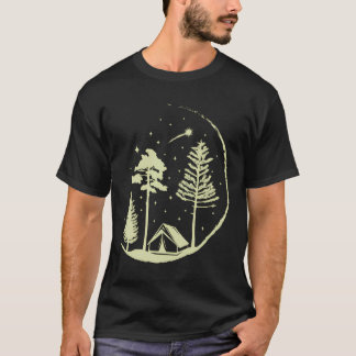 Sterne und Bäume schießen umkreist Natur Wandern L T-Shirt