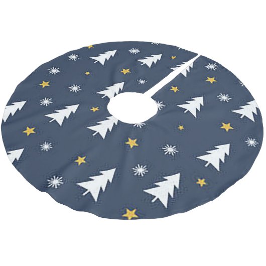 Sterne und Bäume Weihnachten Polyester Weihnachtsbaumdecke (Schrägansicht)