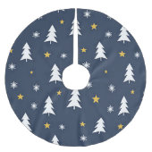 Sterne und Bäume Weihnachten Polyester Weihnachtsbaumdecke (Vorderseite)