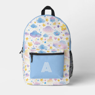 Sterne und blaue Wolken Aquarellkids Bedruckter Rucksack