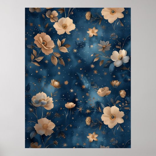 Sterne und Blume Blumenmuster Poster (Vorne)