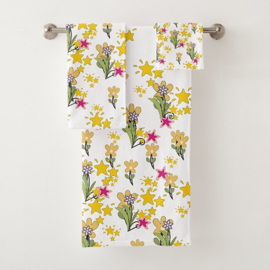 Sterne und Blumen Badhandtuch Set (Insitu)
