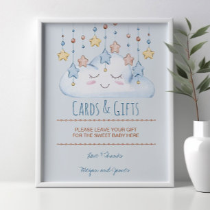 Sterne und Cloud Boy Babydusche Geschenk Tafelschi Poster